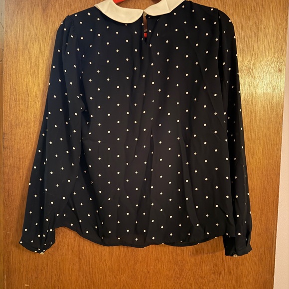 CeCe Black Polka Dot Blouse with White Peter Pan Collar - Picture 2 of 3